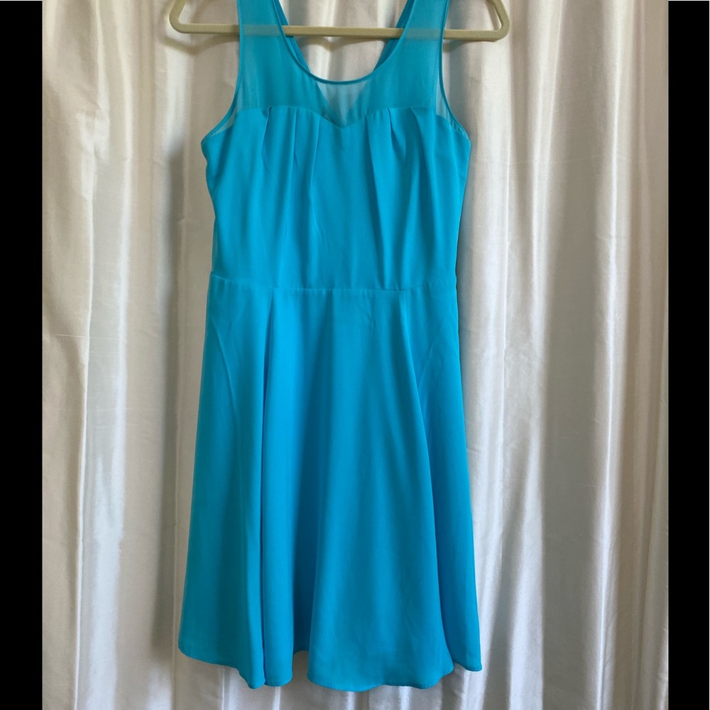 Turquoise dress sweetheart neckline w sheer